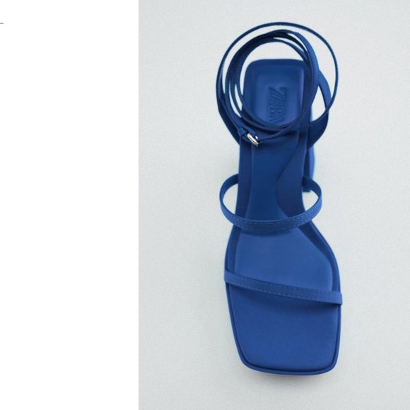 ZARA BLUE STRAPPY PLATFORM HEEL SANDALS $129 - Picture 4 of 5